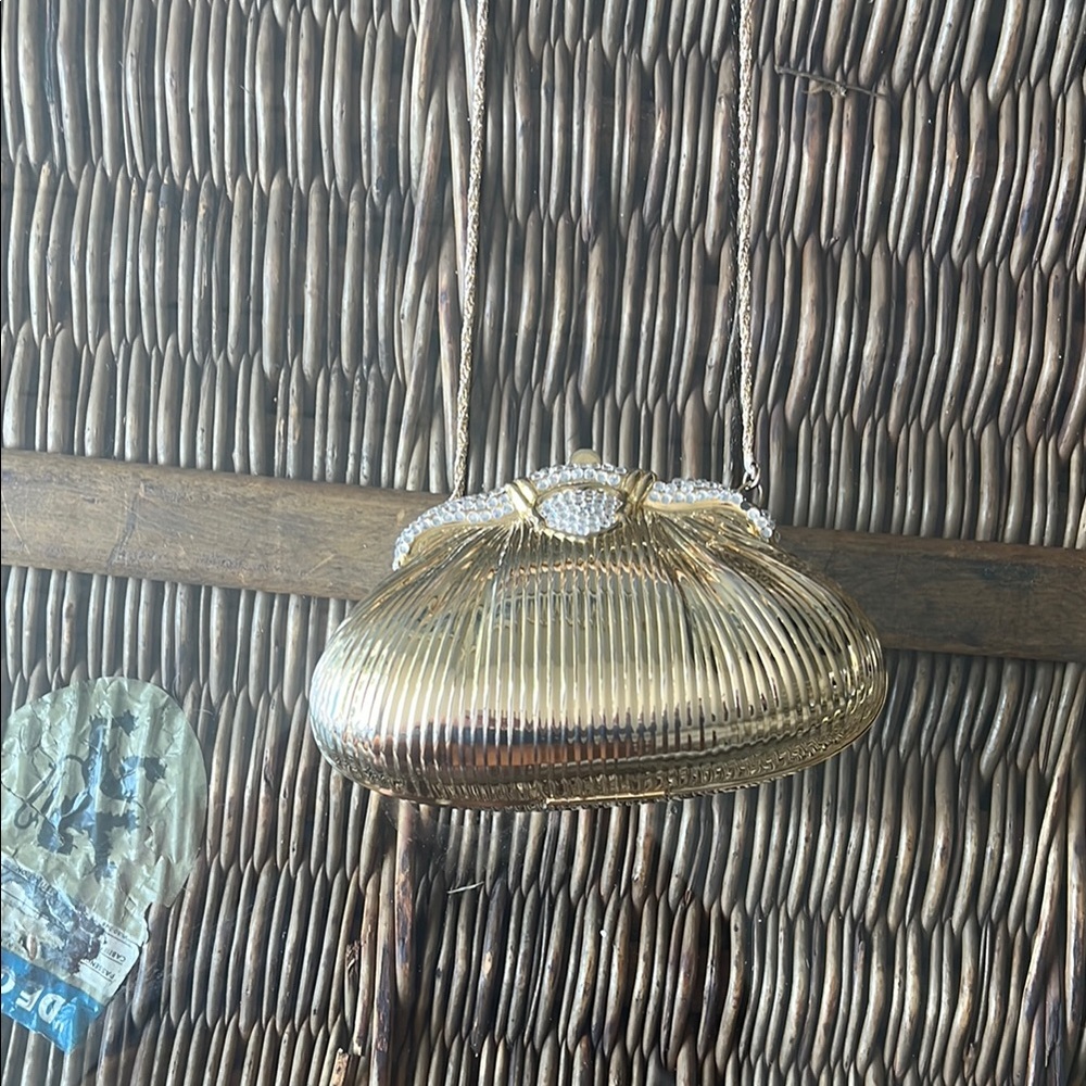 Gold Mini Bag with Ribbed Design